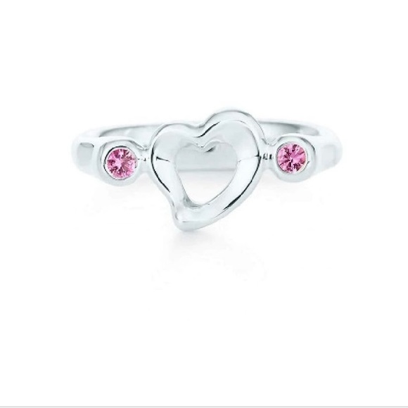 Tiffany & Co. Elsa Peretti Pink Sapphire Open Heart Ring - Picture 2 of 3